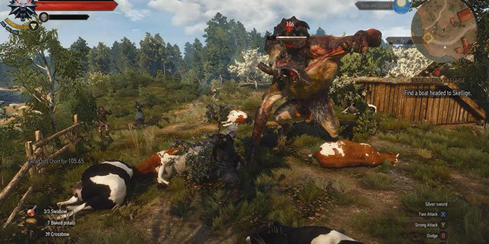 Cow Defense Monster on the prowl in the Witcher 3